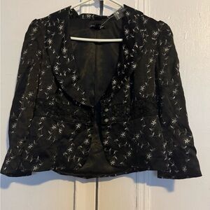 Betsey Johnson Black Floral Silk embroidered Beaded Jacket